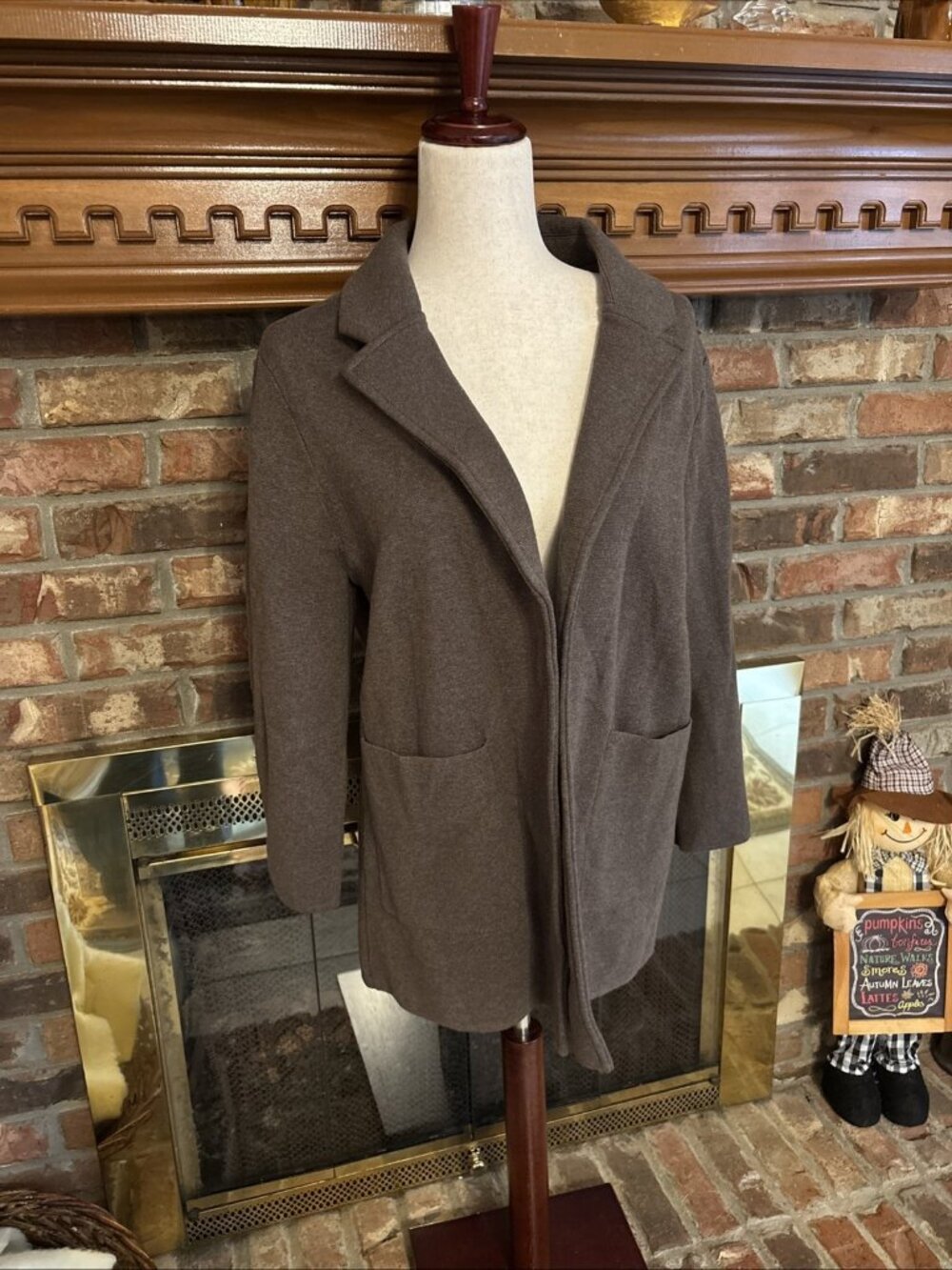 Quince Brown Cardigan Organic Cotton Size Large